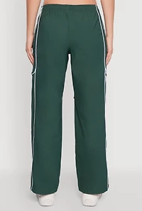 Womens Hyper Stretch Contrast Piping Track Pants, Green, Size XL
