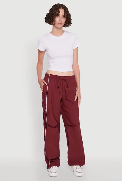 Womens Hyper Stretch Contrast Piping Track Pants,