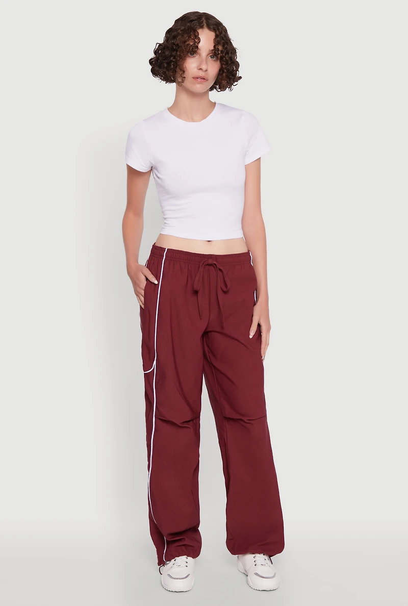 Womens Hyper Stretch Contrast Piping Track Pants,