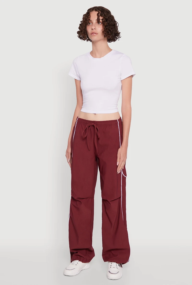 Womens Hyper Stretch Contrast Piping Track Pants,