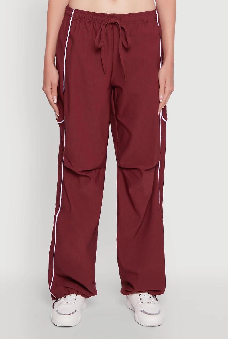 Womens Hyper Stretch Contrast Piping Track Pants,