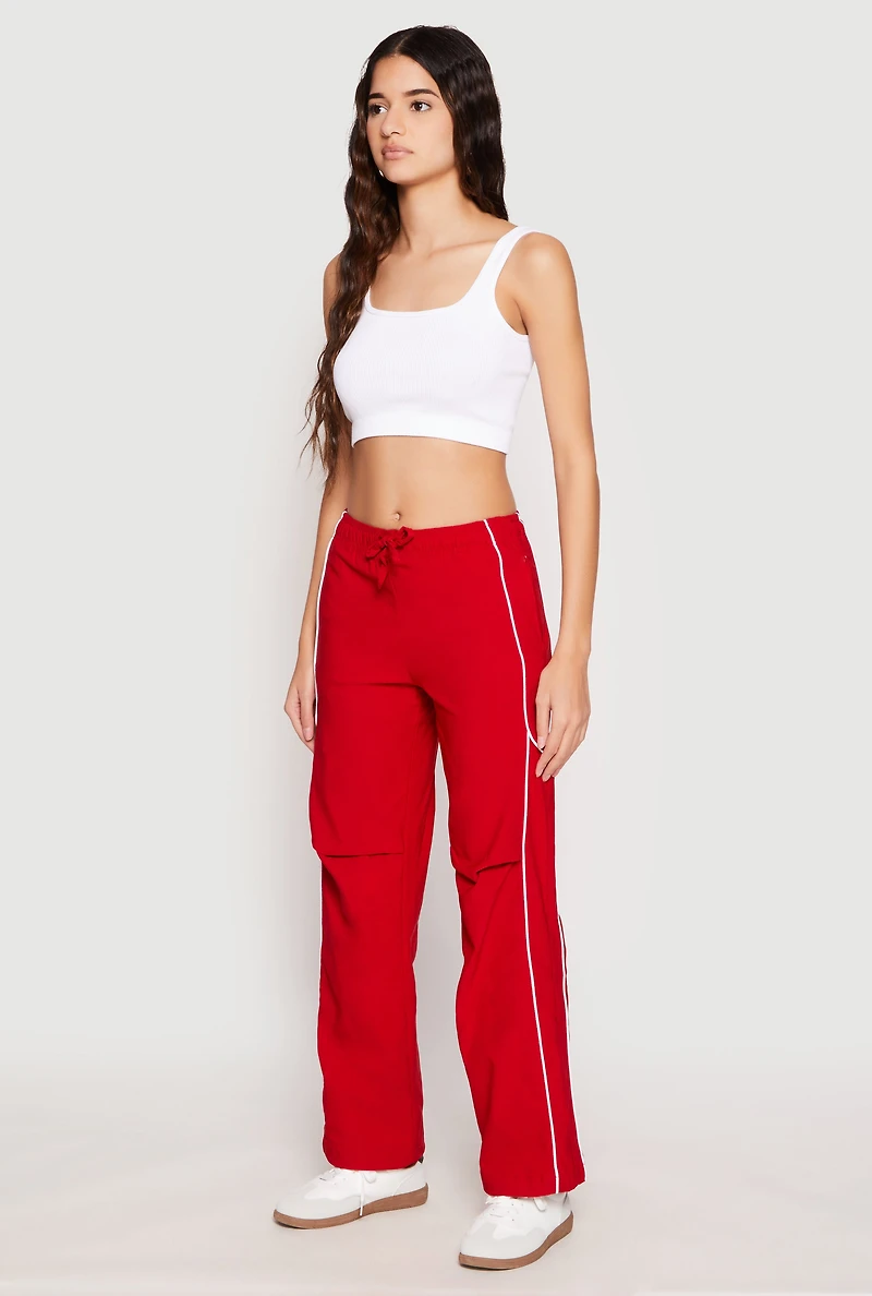 Womens Hyperstretch Toggle Drawstring Hem Pants, Red, Size XL