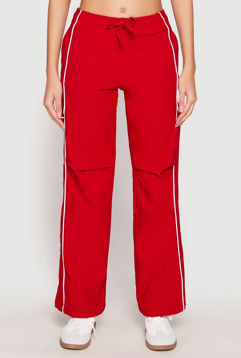 Womens Hyperstretch Toggle Drawstring Hem Pants, Red, Size M