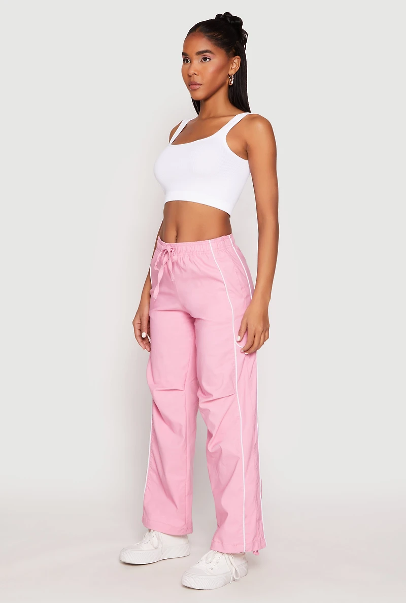 Womens Hyperstretch Toggle Drawstring Hem Pants, Pink, Size M