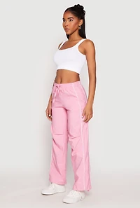 Womens Hyperstretch Toggle Drawstring Hem Pants, Pink, Size M