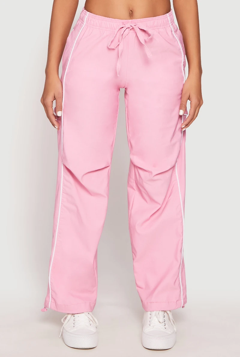 Womens Hyperstretch Toggle Drawstring Hem Pants, Pink, Size M