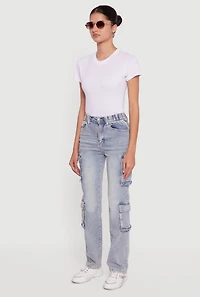 Womens Mineral Wash Whiskered Slim Leg Utility Jeans, Blue, Size 9-10