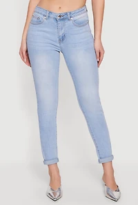 Mid Rise Skinny Jeans with Rolled Cuffs
