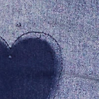 Heart Print Acid Wash Wide Leg Jeans