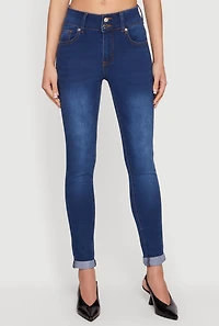 Two Button Rolled Cuff Skinny Jeans