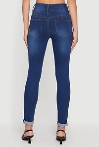 Two Button Rolled Cuff Skinny Jeans
