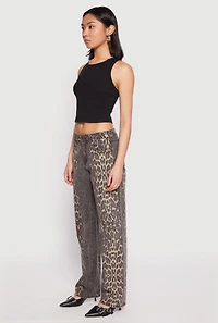 Womens Leopard Print Pants, Brown, Size 9