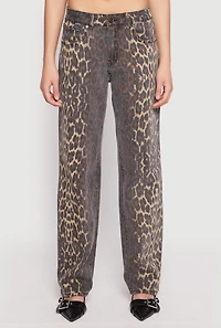 Womens Leopard Print Pants, Brown, Size 9