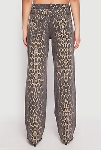 Womens Leopard Print Pants, Brown, Size 11