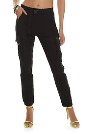 Solid Buckle Detail Cargo Joggers