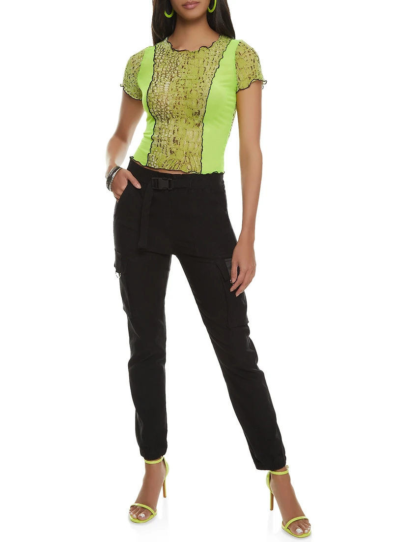 Solid Buckle Detail Cargo Joggers