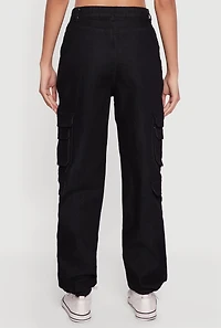 Solid Denim Cargo Joggers