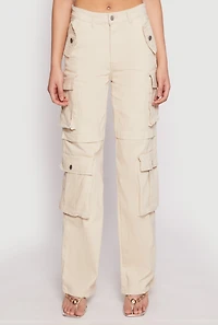 Womens Daisy Four Cargo Pocket Straight Leg Pants, Khaki, Size XL