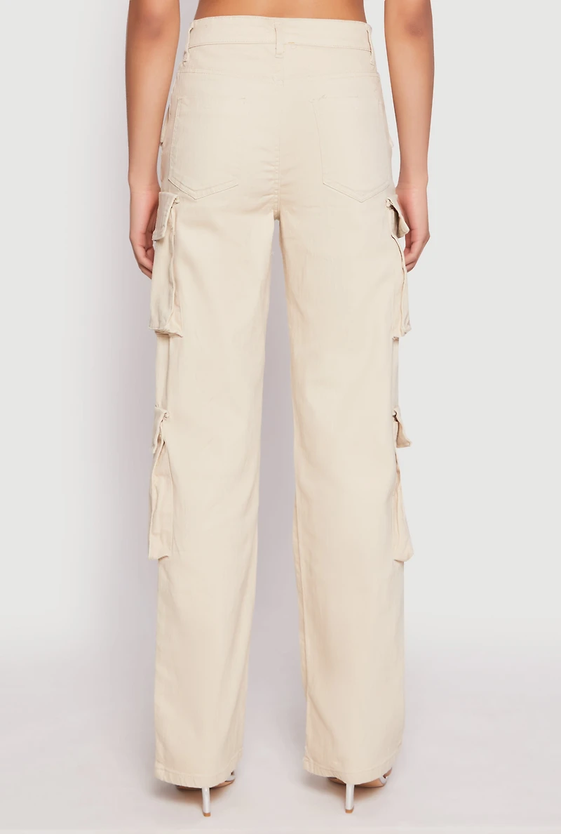 Womens Daisy Four Cargo Pocket Straight Leg Pants, Khaki, Size XL