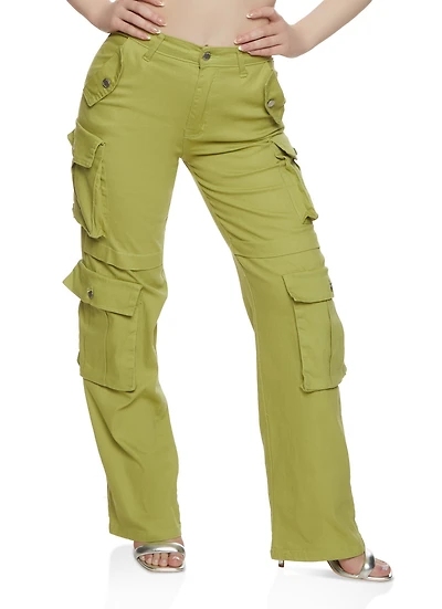 Womens Daisy Four Cargo Pocket Straight Leg Pants, Green,