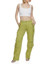 Womens Daisy Four Cargo Pocket Straight Leg Pants, Green,