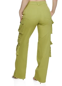 Womens Daisy Four Cargo Pocket Straight Leg Pants, Green,