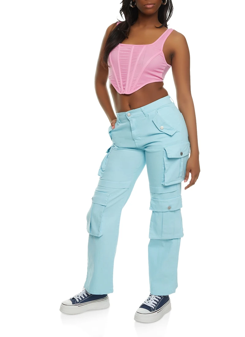 Womens Daisy Four Cargo Pocket Straight Leg Pants, S