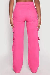 Womens Daisy Four Cargo Pocket Straight Leg Pants, Pink, Size S