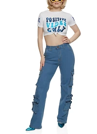 Denim Wide Leg Daisy Jeans
