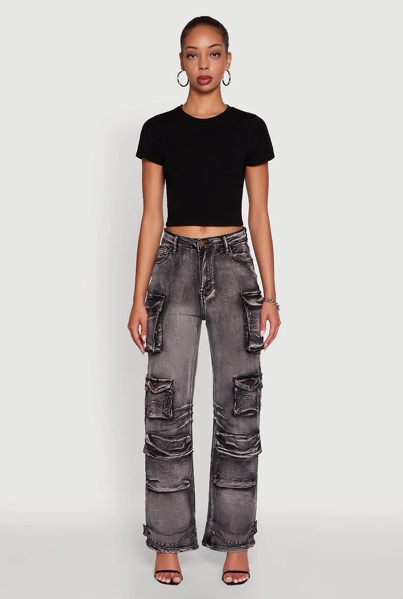 Daisy Mineral Wash Straight Leg Utility Jeans