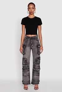 Daisy Mineral Wash Straight Leg Utility Jeans