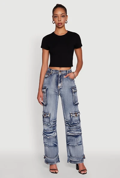 Daisy Mineral Wash Straight Leg Utility Jeans