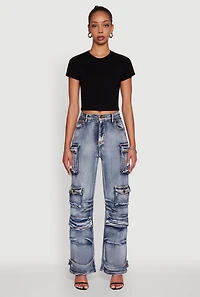 Womens Daisy Mineral Wash Straight Leg Utility Jeans,