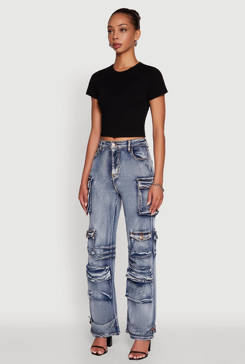 Womens Daisy Mineral Wash Straight Leg Utility Jeans,