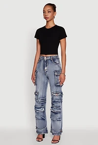 Womens Daisy Mineral Wash Straight Leg Utility Jeans,