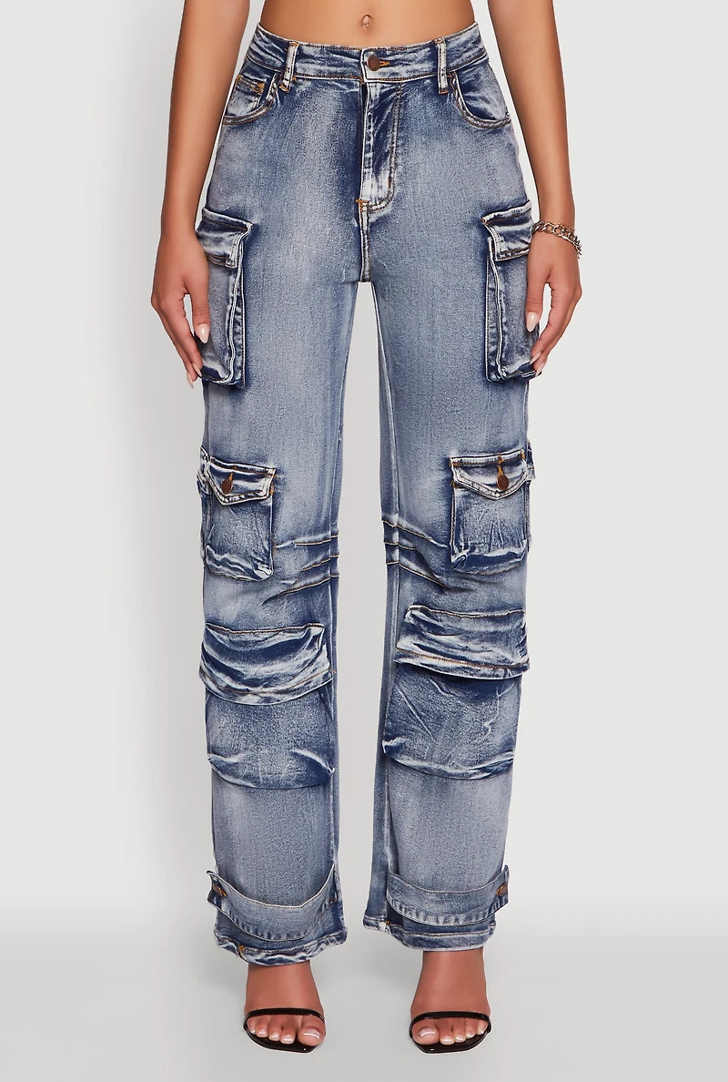 Womens Daisy Mineral Wash Straight Leg Utility Jeans,