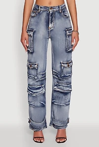 Womens Daisy Mineral Wash Straight Leg Utility Jeans,