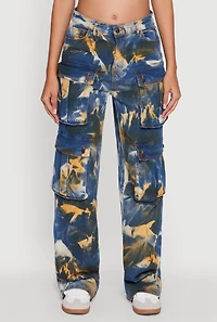 Womens Daisy High Waisted Straight Leg Jeans with Cargo Pockets, Multi, Size S