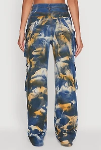 Womens Daisy High Waisted Straight Leg Jeans with Cargo Pockets, Multi, Size S