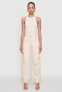 Daisy Acid Wash High Waisted Wide Leg Cargo Jeans