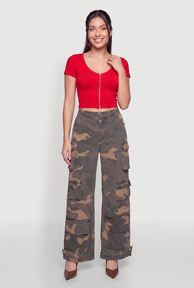 Camouflage Multi Pocket Cargo Jeans