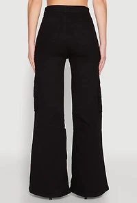 Womens Daisy Cargo Pocket Flare Jeans, Black, Size S