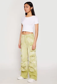 Womens Daisy Mineral Wash Cargo Baggy Jeans, L