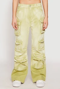 Womens Daisy Mineral Wash Cargo Baggy Jeans, L