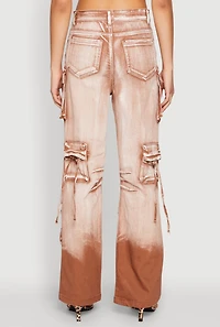 Womens Daisy Mineral Wash Cargo Baggy Jeans, Brown, Size M