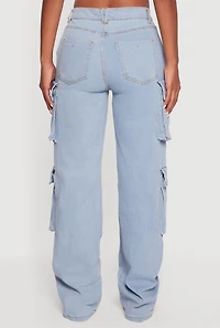 Womens Straight Leg Utility Jeans, Blue, Size S