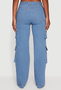 Womens Straight Leg Utility Jeans, Blue, Size M