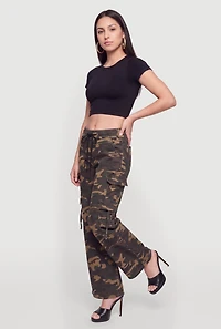 Camouflage Drawstring Waist Cargo Pants
