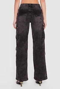 VIP Acid Wash Straight Leg Utility Jeans