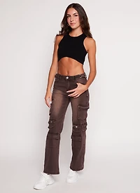 Womens VIP Whiskered Straight Leg Cargo Jeans, Brown, Size 9-10